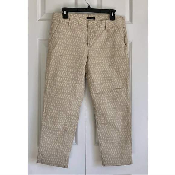 TOMMY HILFIGER WOMEN'S BEIGE PRINT CAPRI PANTS SIZE 8 COTTON - Picture 1 of 7